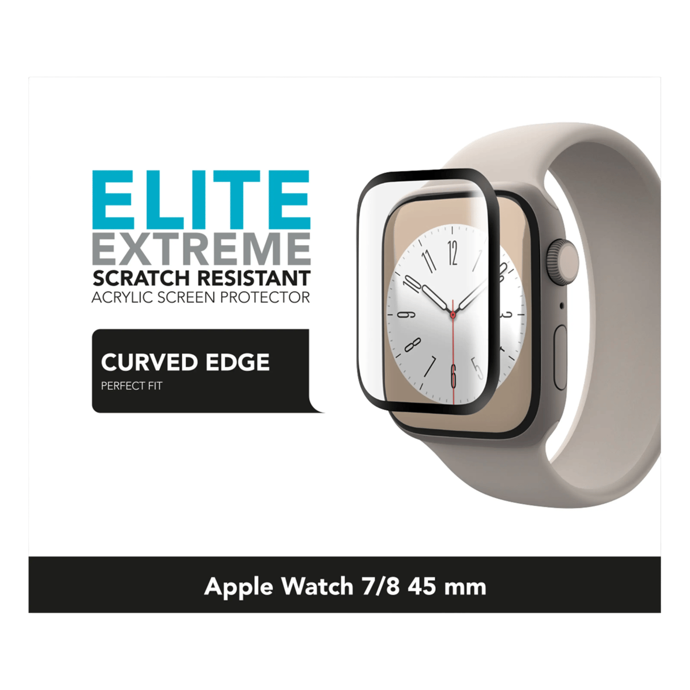 Linocell Elite Extreme Curved Skjermbeskytter for Apple Watch Series 7, 8 og 9 45 mm