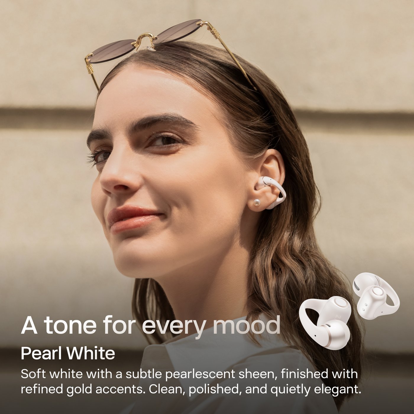 Shokz OpenDots 2 open-ear clip-on-hörlurar Vit