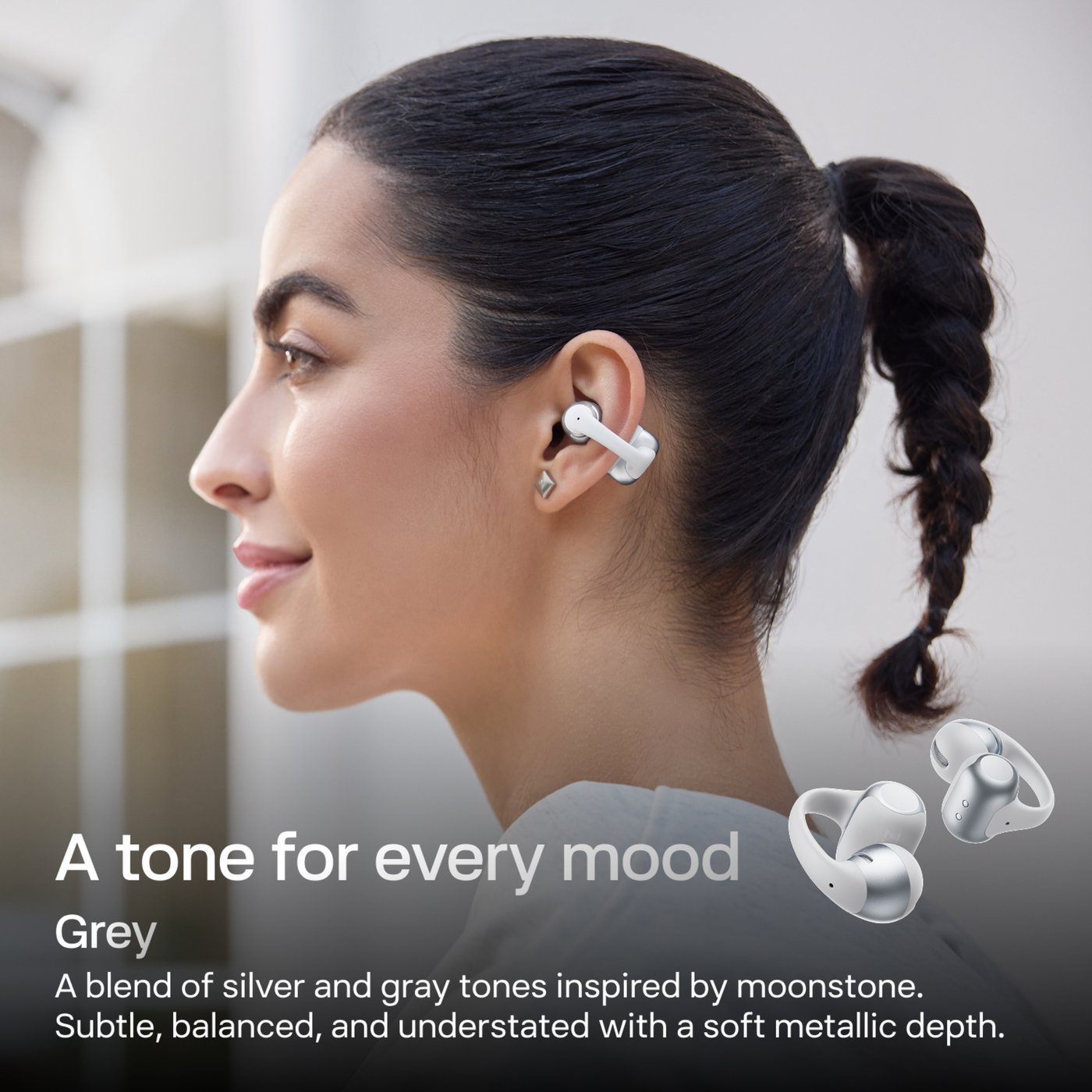 Shokz OpenDots 2 open-ear clip-on-hörlurar Grå