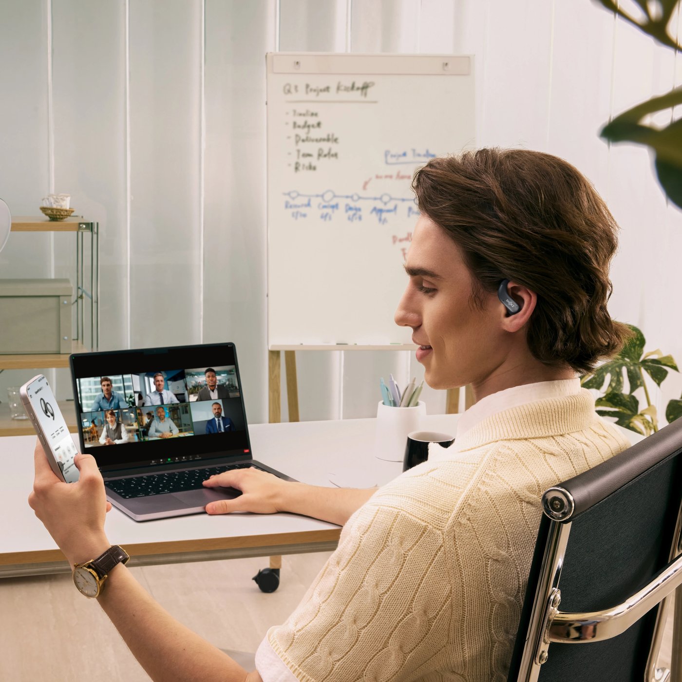 Shokz OpenFit Air 2 open-ear-hörlurar Svart