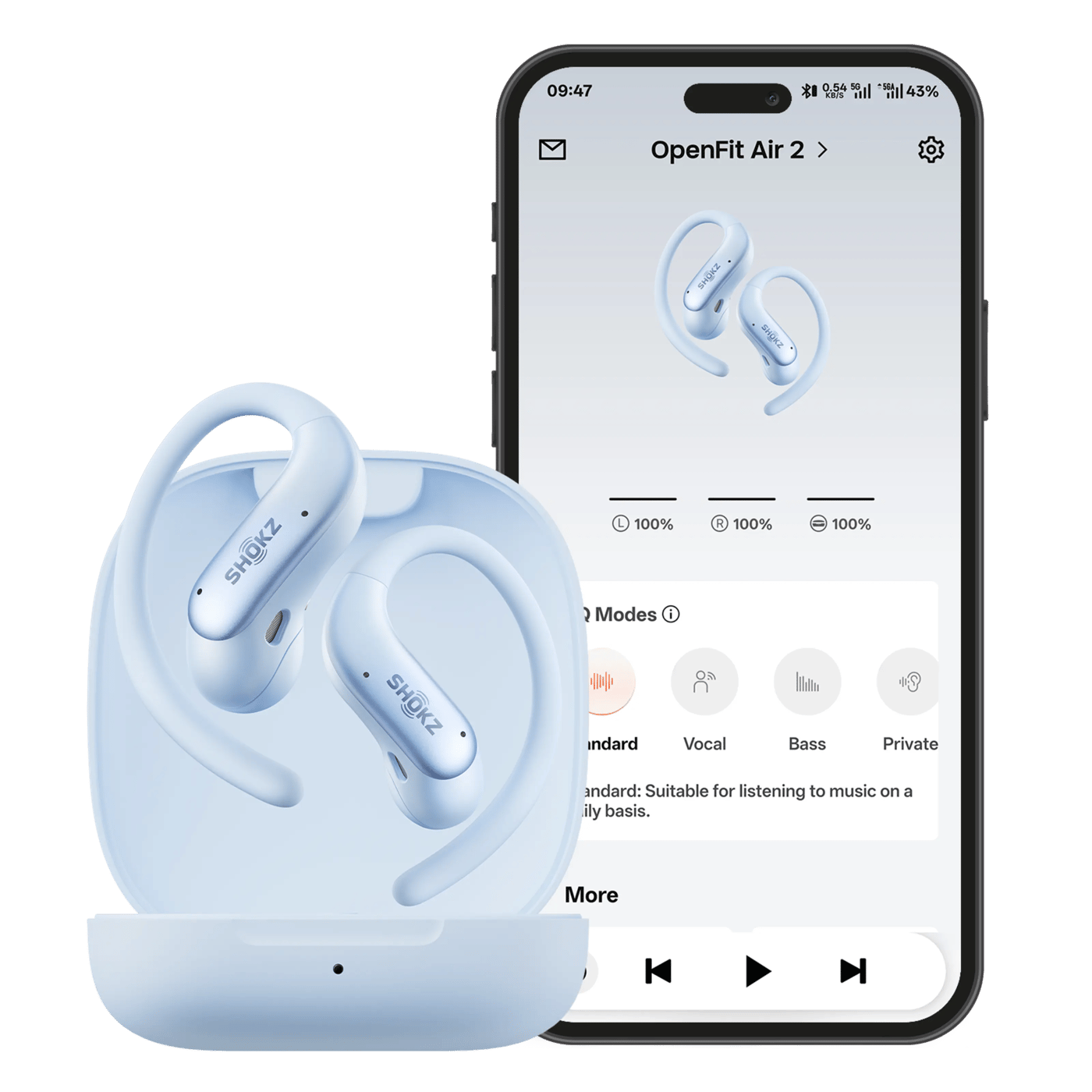Shokz OpenFit Air 2 open-ear-hodetelefoner Blå