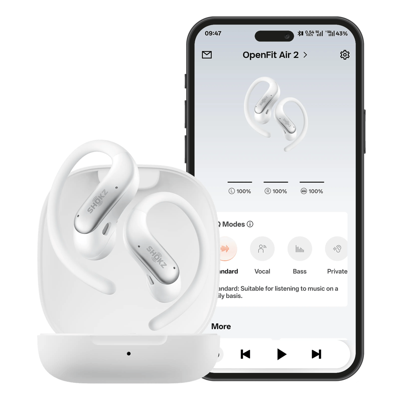 Shokz OpenFit Air 2 open-ear-hörlurar Vit