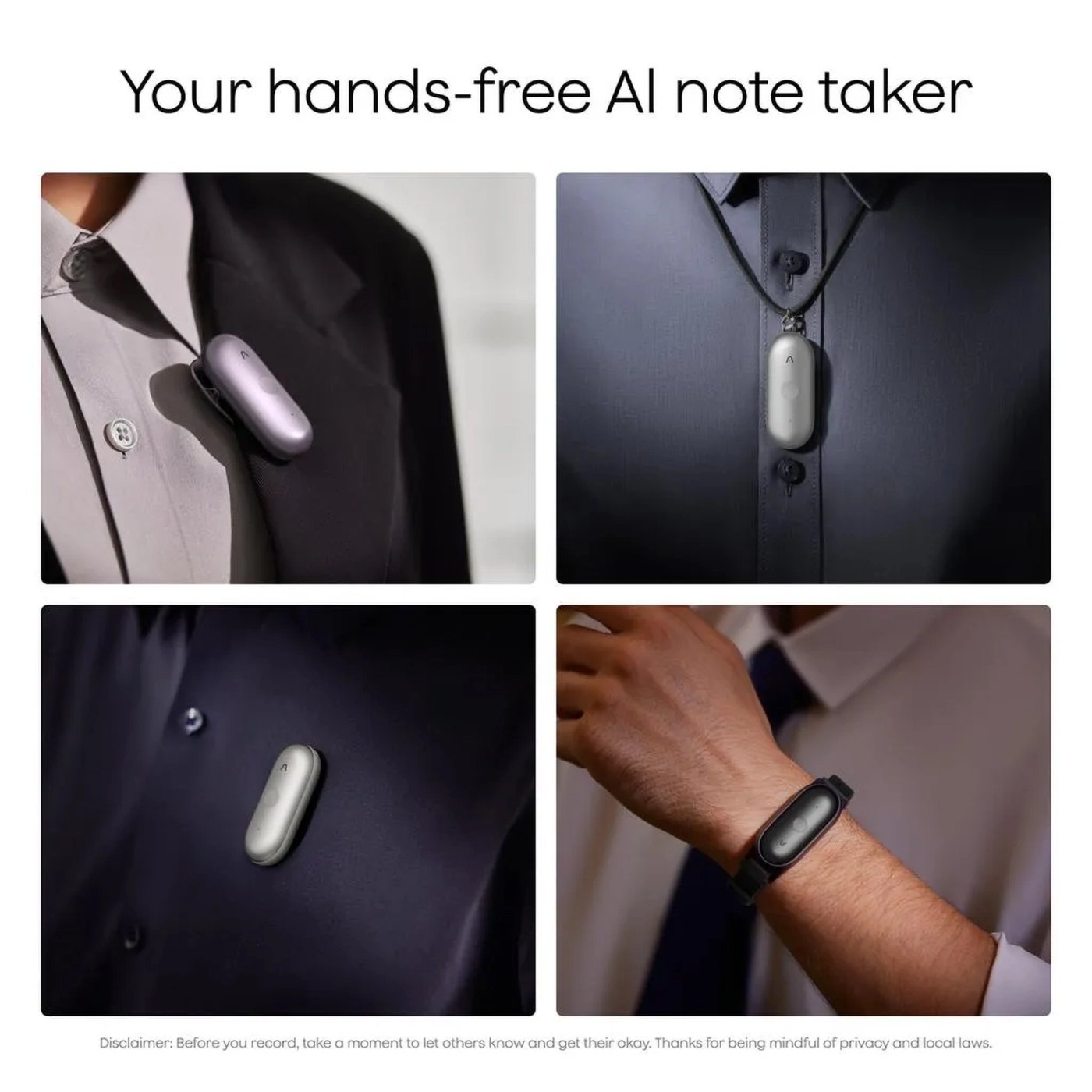 Plaud NotePin S AI-diktafon med transkribering Svart