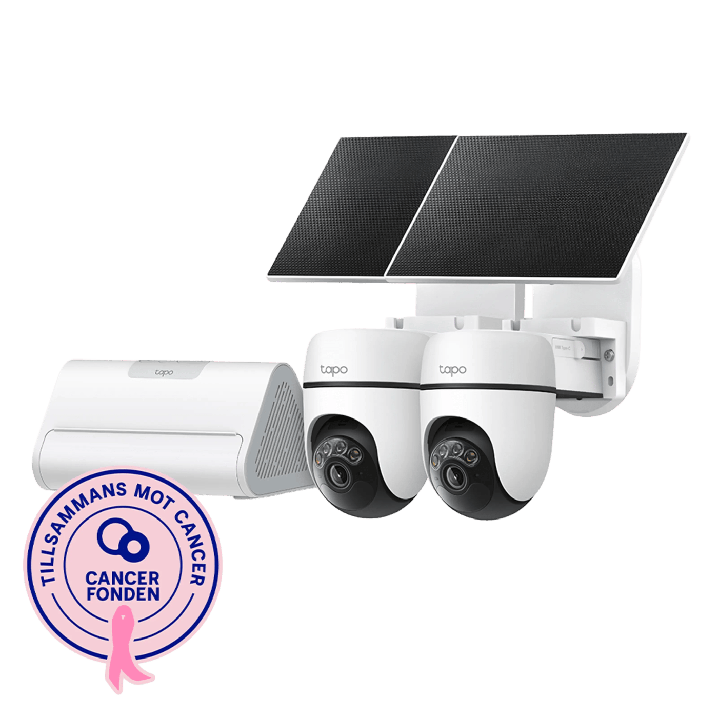TP-Link Tapo HB112 solcellsdriven övervakningskamera 2K pan/tilt 2-pack Vit