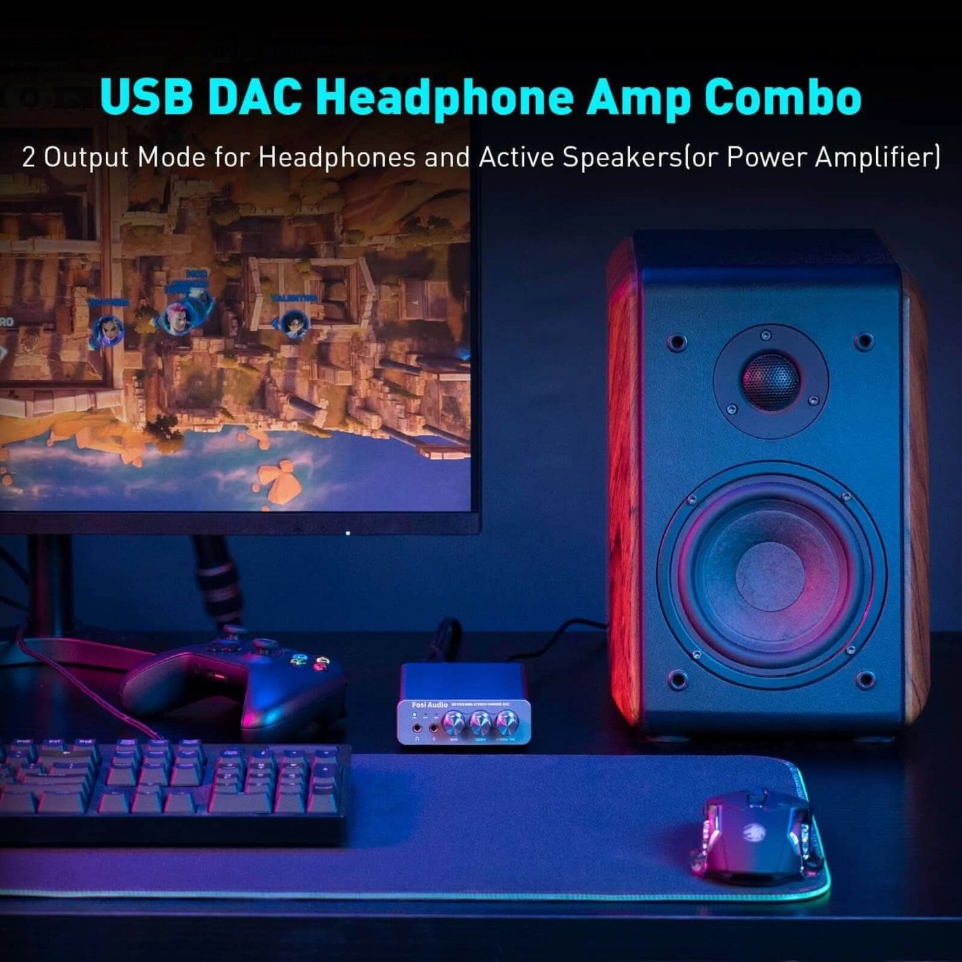 Fosi Audio K5 Pro Gaming-DAC och hörlursförstärkare