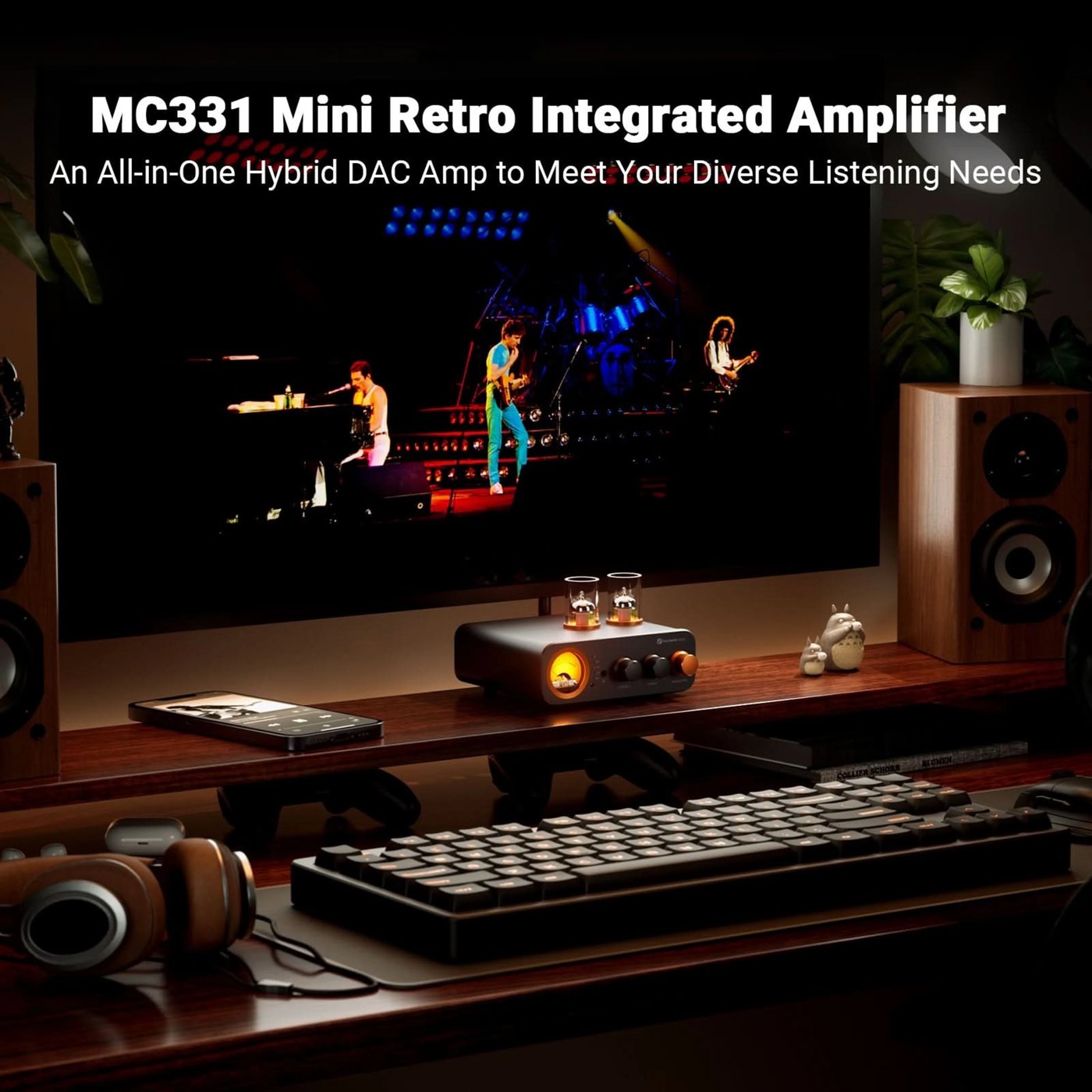 Fosi Audio MC331 hybridrörförstärkare med DAC och Bluetooth 2 × 105 W
