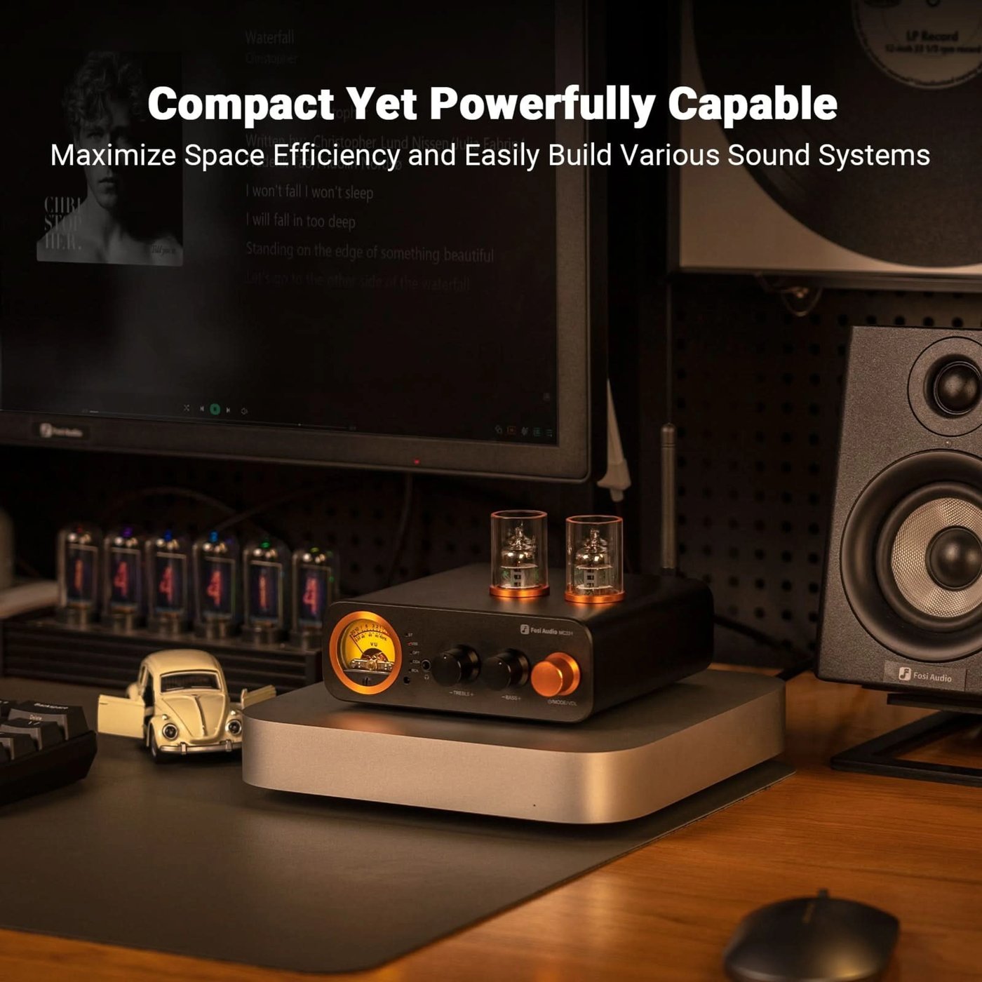 Fosi Audio MC331 hybridrörförstärkare med DAC och Bluetooth 2 × 105 W