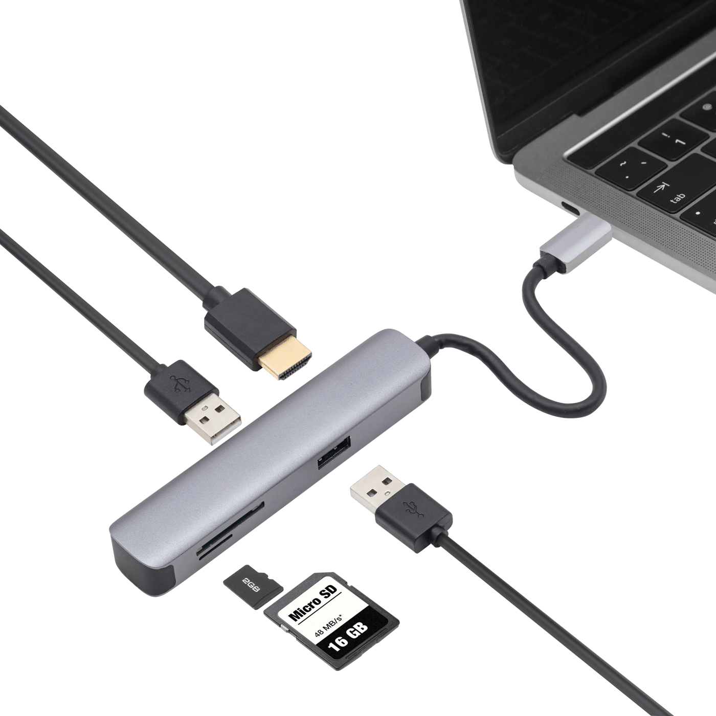 Plexgear Multiadapter for USB-C med 5 tilkoblinger