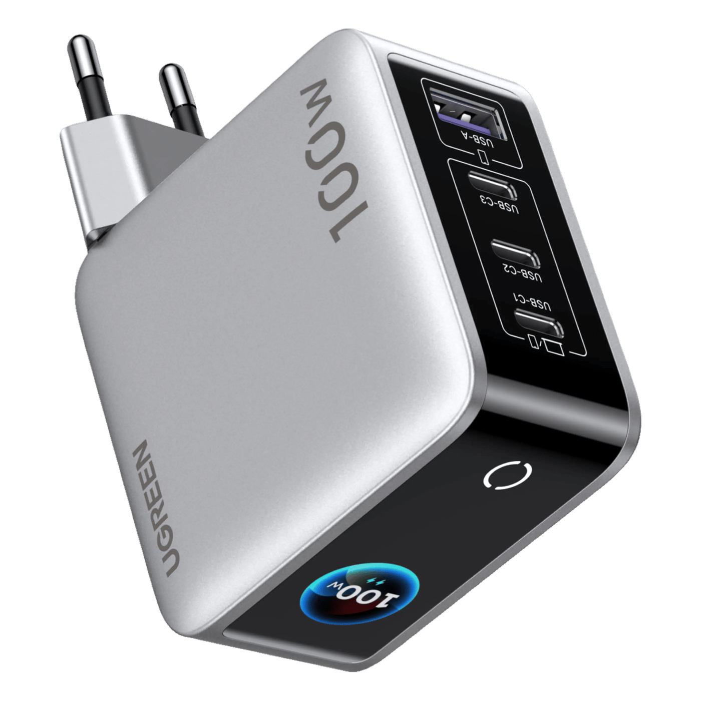 Ugreen Nexode Pro Smart Display 100 W GaN-laddare med 4 portar