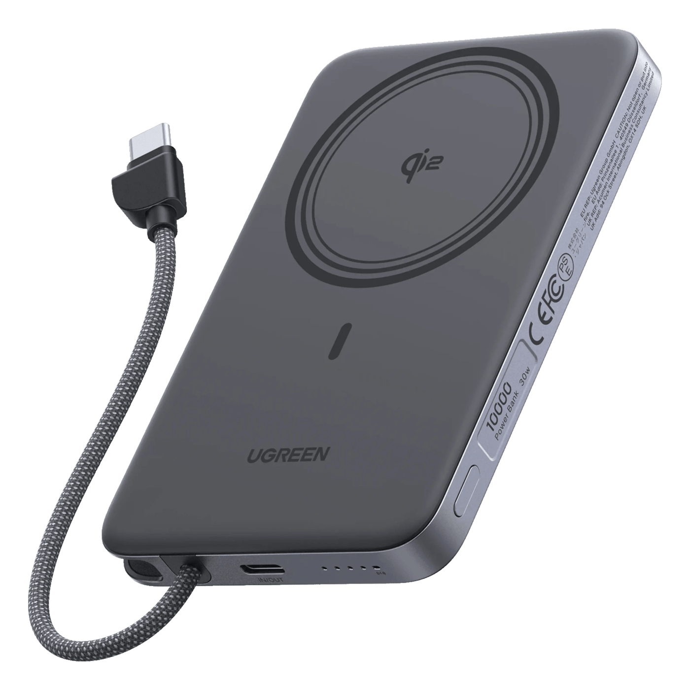 Ugreen MagFlow Air MagSafe-powerbank 10 000 mAh Grå
