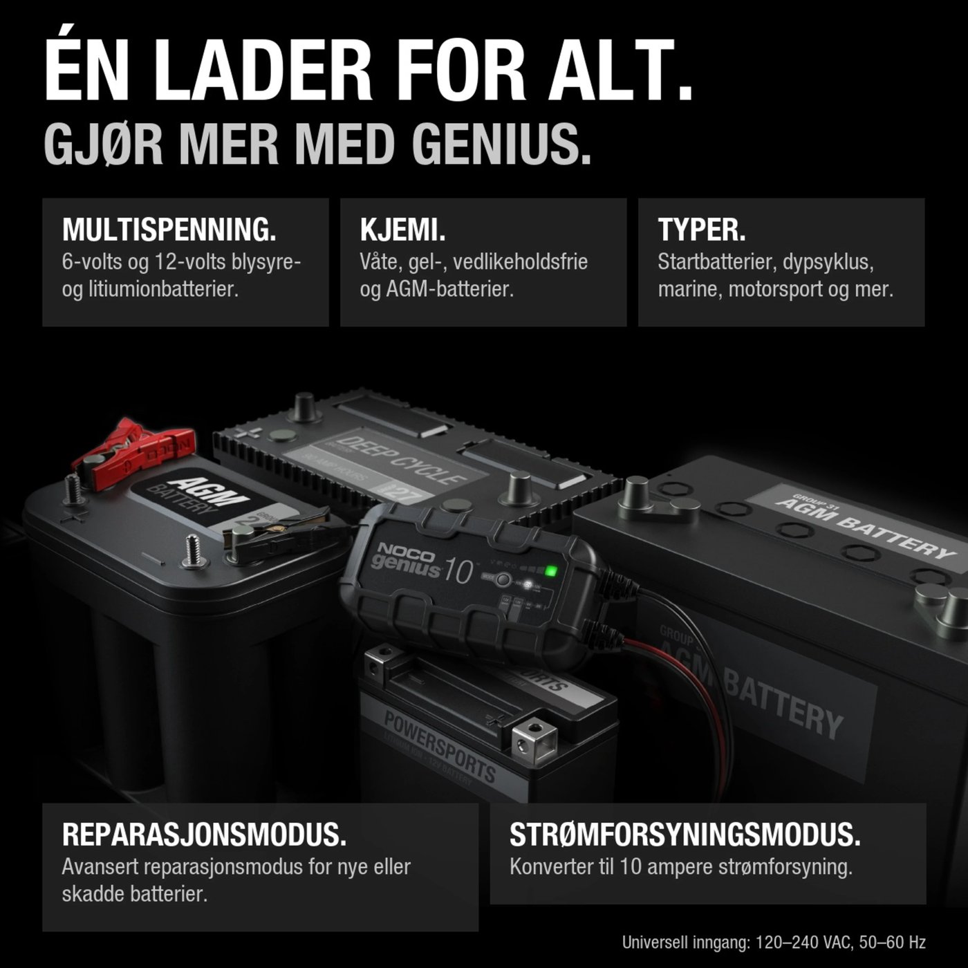 Noco GENIUS10 smart batterilader 10 A