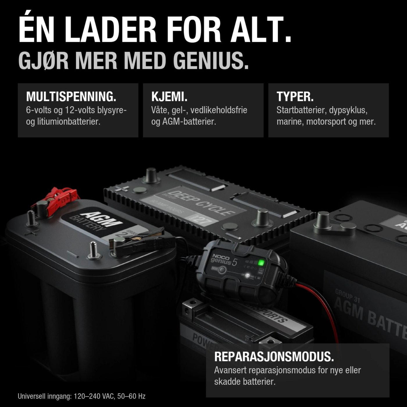 Noco GENIUS5 smart batterilader 5 A