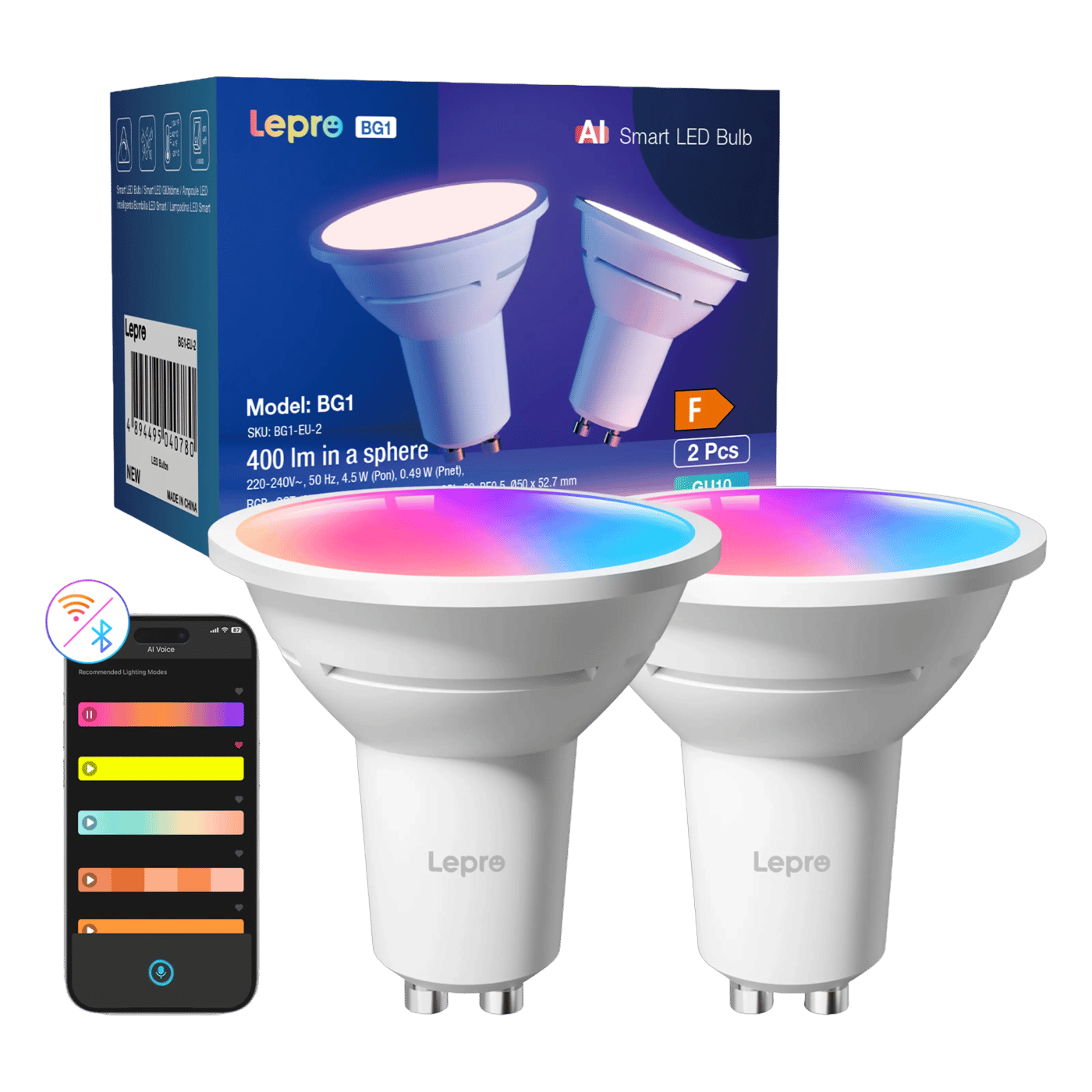 Lepro BG1 AI Smart Bulb GU10-lampe 2-pakning