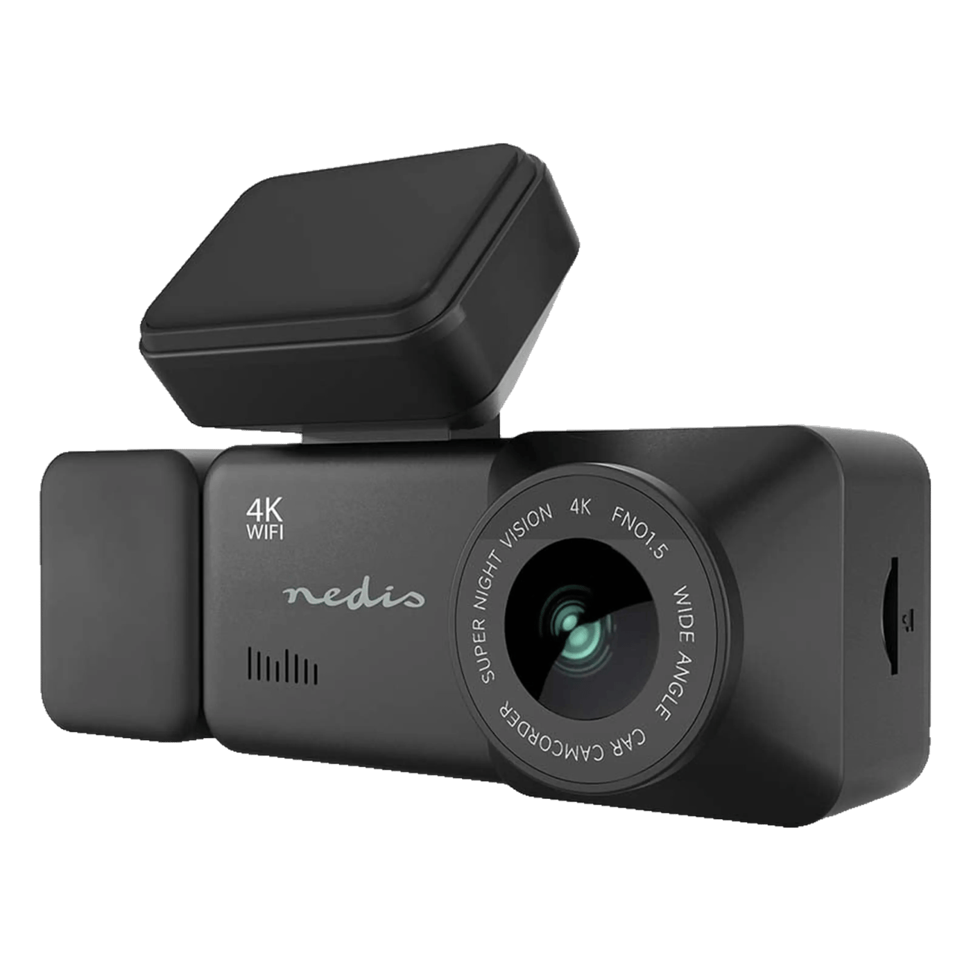 Nedis Dash Cam 4K med dubbelkamera, GPS och Wi-Fi Svart