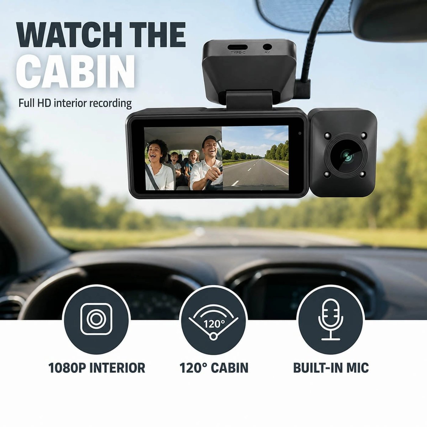 Nedis Dash Cam 4K med dubbelkamera, GPS och Wi-Fi Svart
