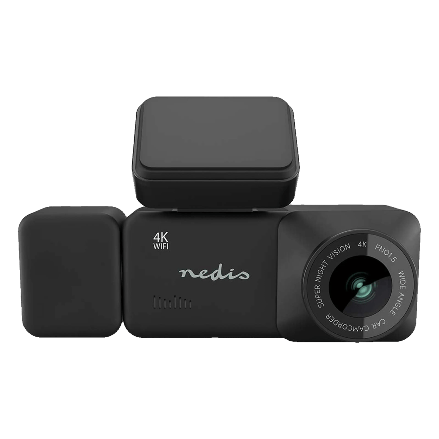 Nedis Dash Cam 4K med dubbelkamera, GPS och Wi-Fi Svart