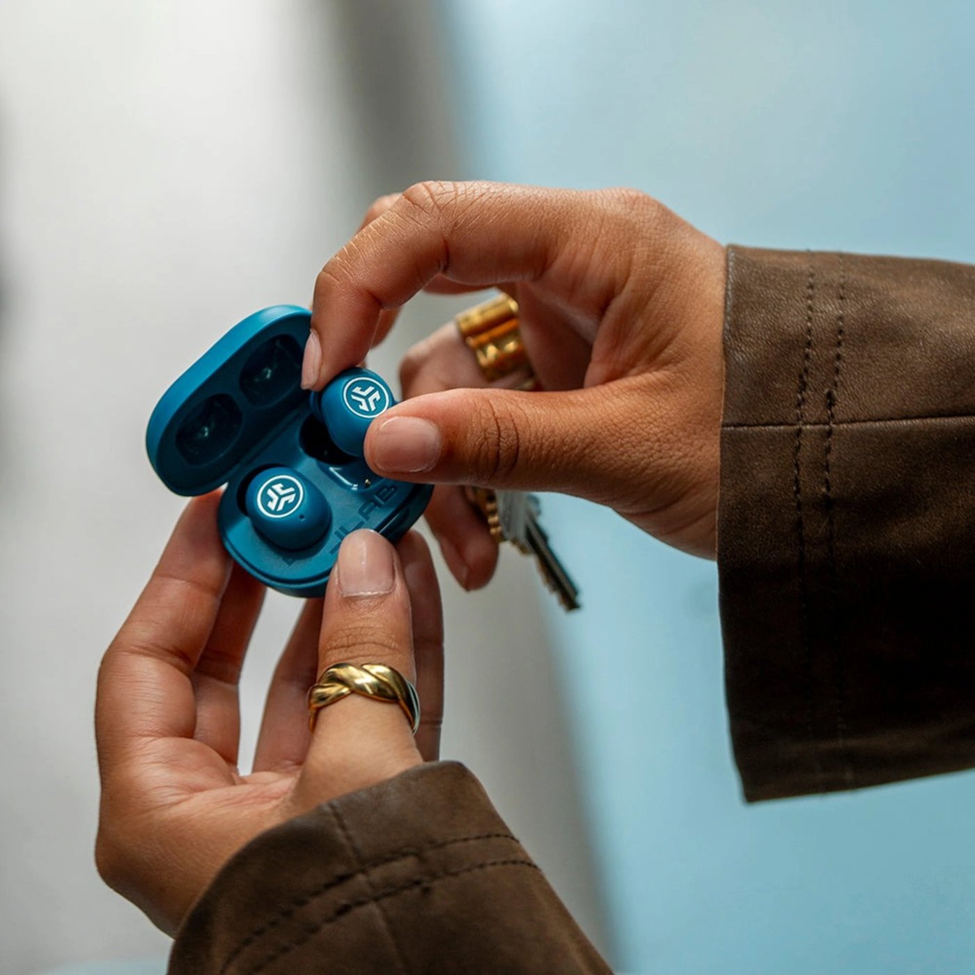 JLab JBuds Mini ANC true wireless-hörlurar Blå