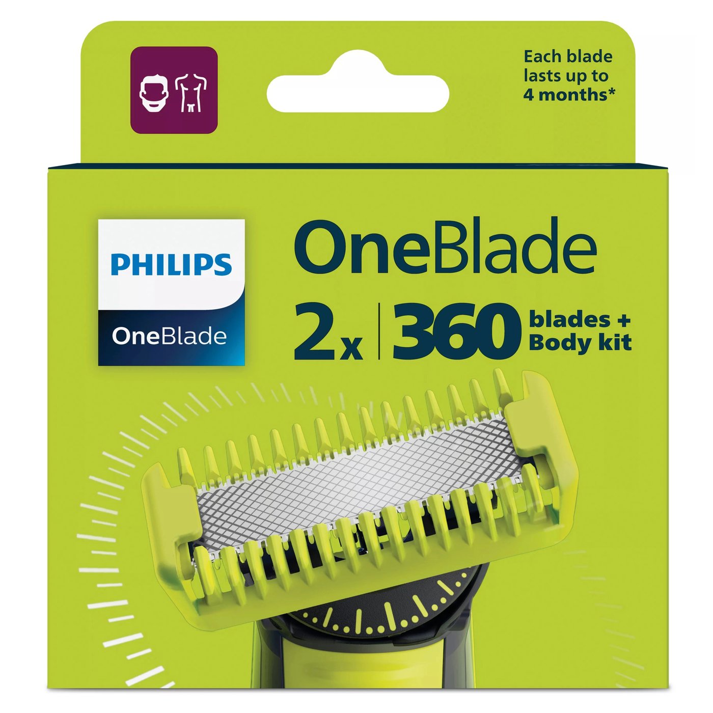 Philips OneBlade 360 utbytbart blad QP624/50 2-pack
