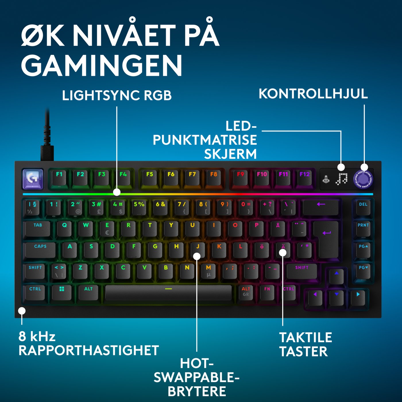 Logitech G G316 X 75 gamingtastatur Svart
