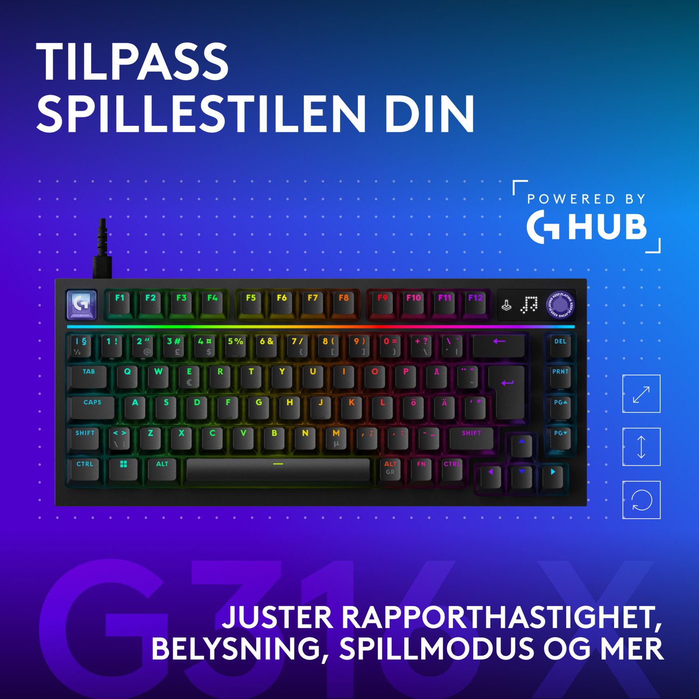 Logitech G G316 X 75 gamingtastatur Svart