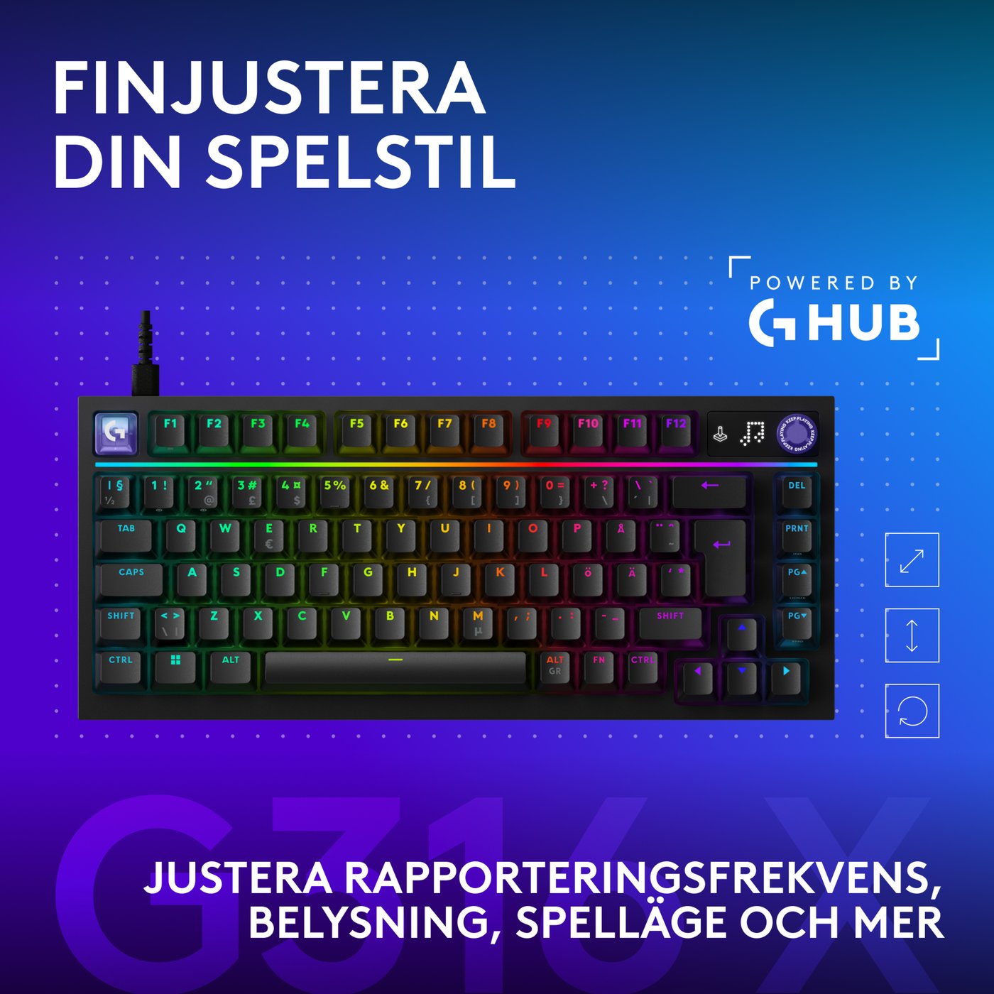 Logitech G G316 X 75 gamingtangentbord Svart