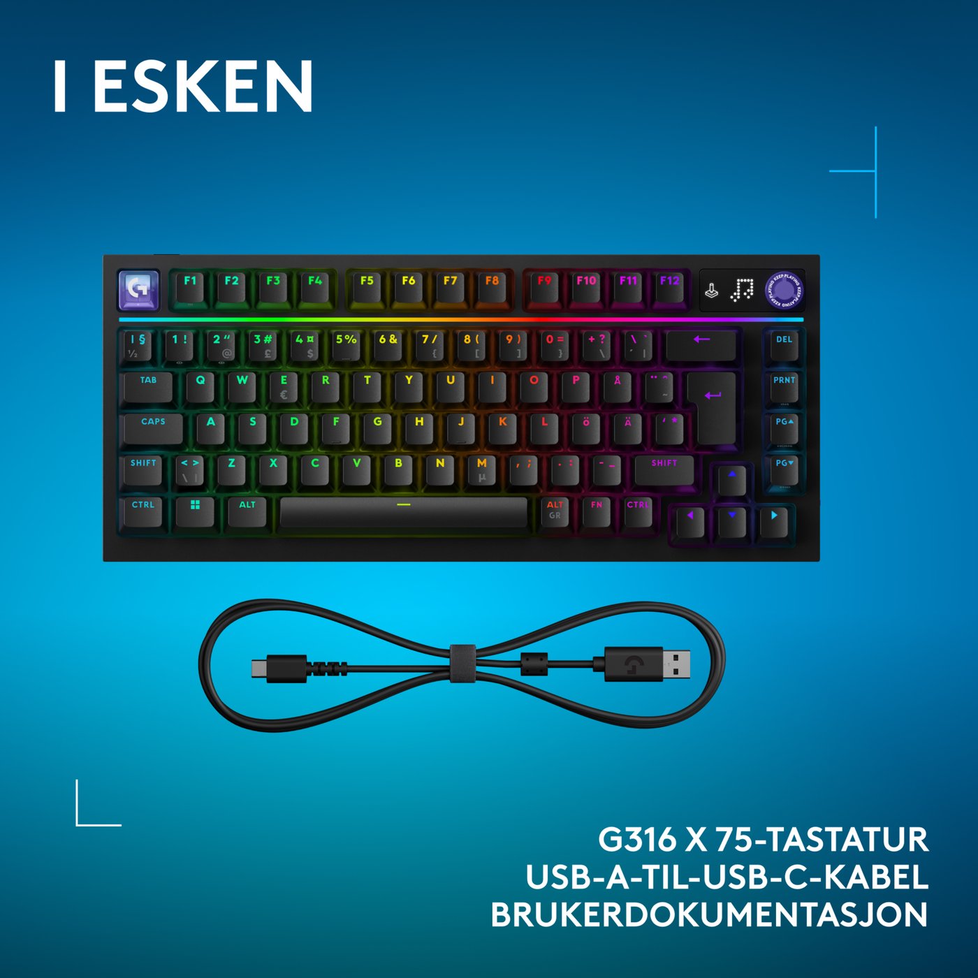 Logitech G G316 X 75 gamingtastatur Svart