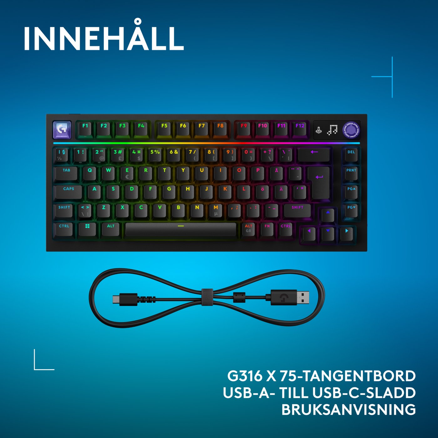 Logitech G G316 X 75 gamingtangentbord Svart