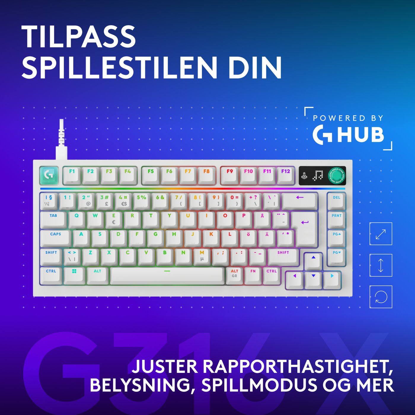 Logitech G G316 X 75 gamingtastatur Hvit