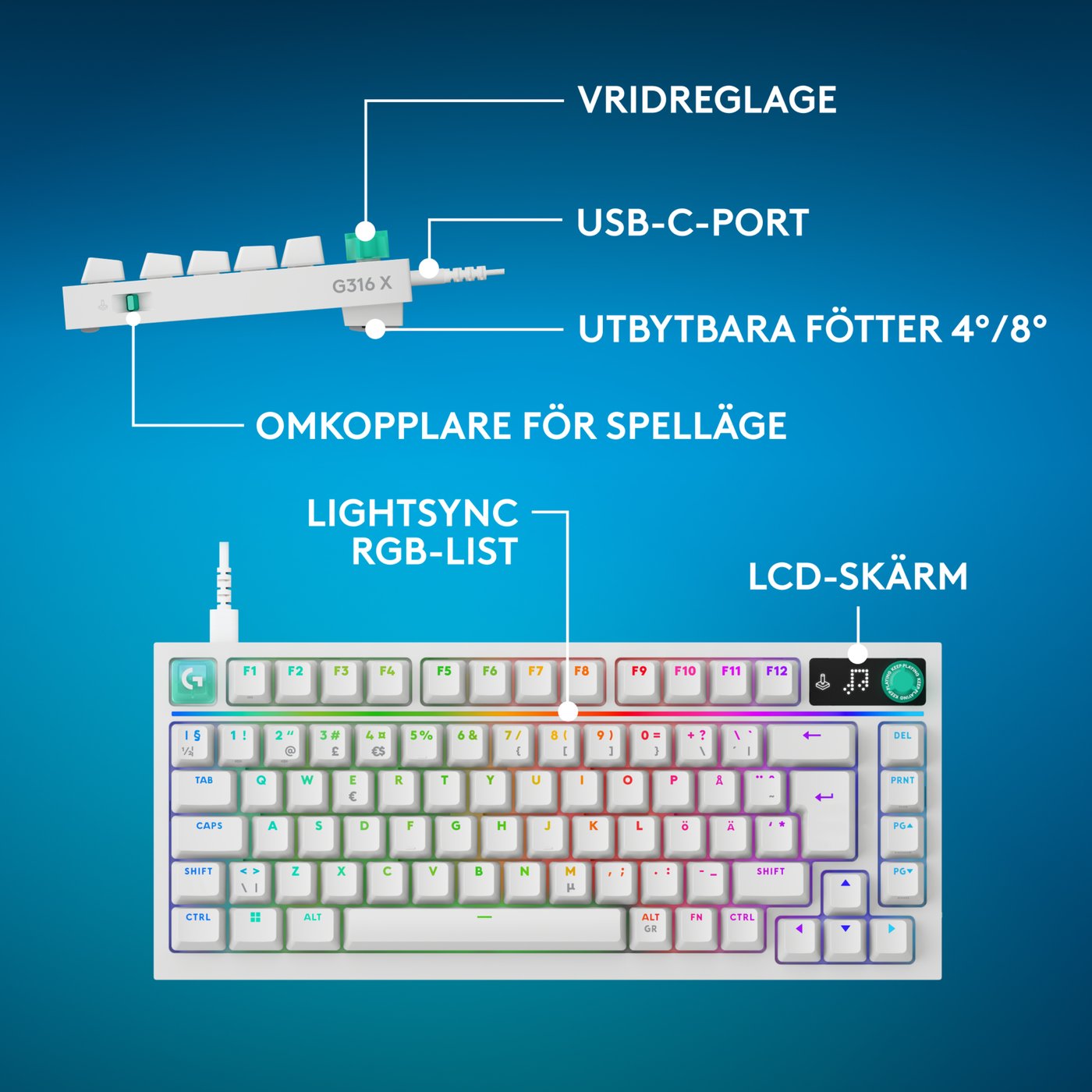 Logitech G G316 X 75 gamingtangentbord Vit
