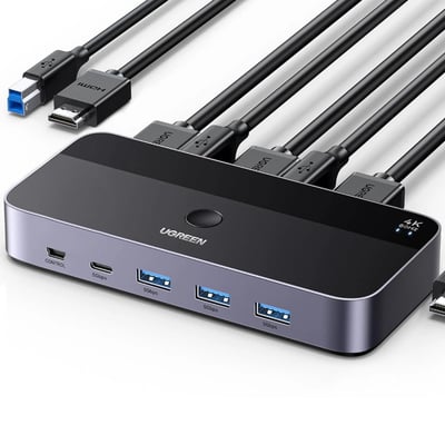 Ugreen 4K HDMI KVM-switch med USB 3.0 för 2 datorer