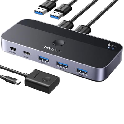 Ugreen USB 3.0-switch för delning av USB-enheter mellan två datorer