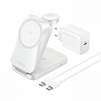 Anker Prime Foldable trådlös laddstation 3-i-1 MagGo Silver