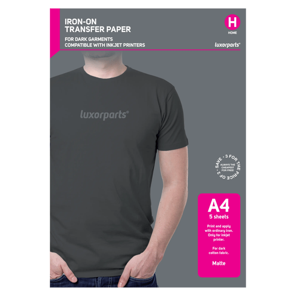 Luxorparts Textiltransfer för mörka plagg A4 5-pack