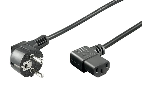 Apparatkabel C13 med vinklad kontakt Svart 0,5 m