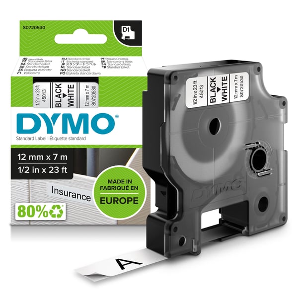 Dymo D1-märktejp 12 mm