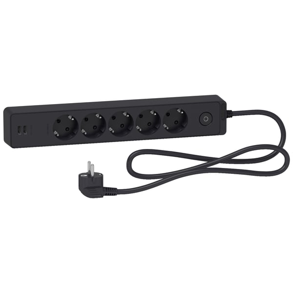 Schneider Electric Grenuttag med brytare och USB-uttag 5-vägs
