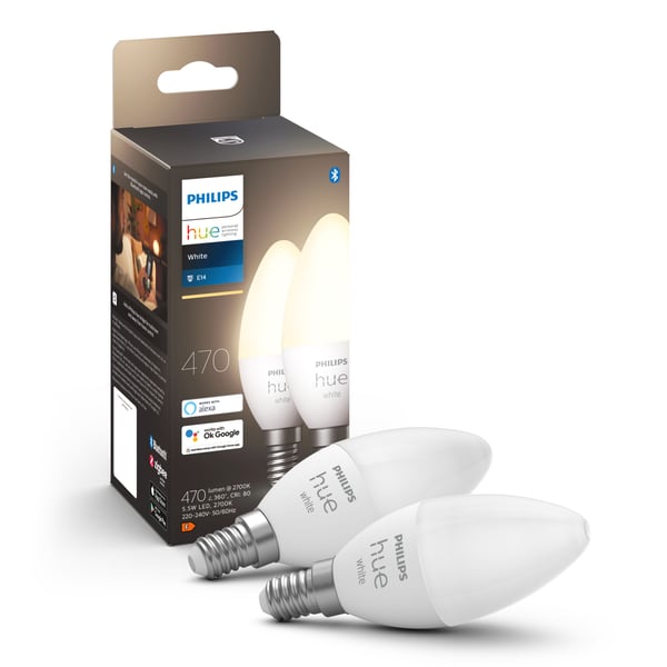 Hue White Smart LED-lampa E14 470 lm 2-pack