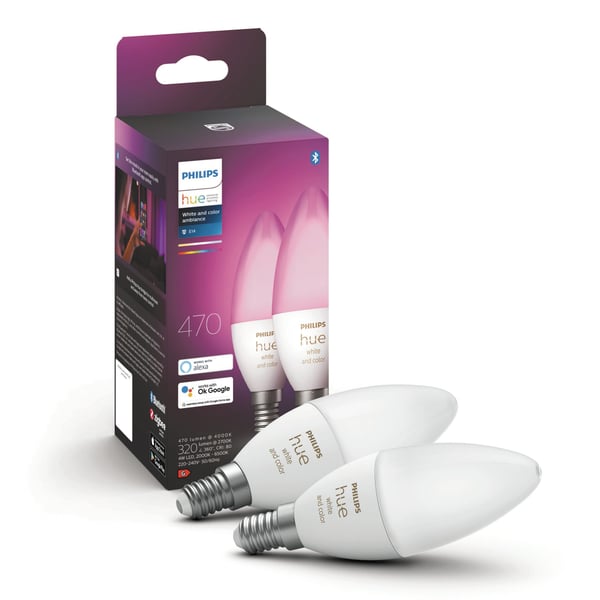 Hue Color Ambiance Smart LED-lampa E14 470 lm 2-pack