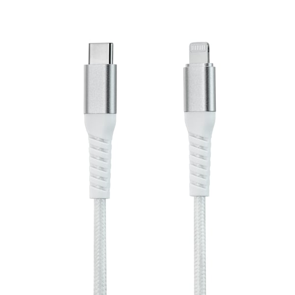 Linocell Premium Kevlar USB-C- till Lightning-kabel Vit 2 m