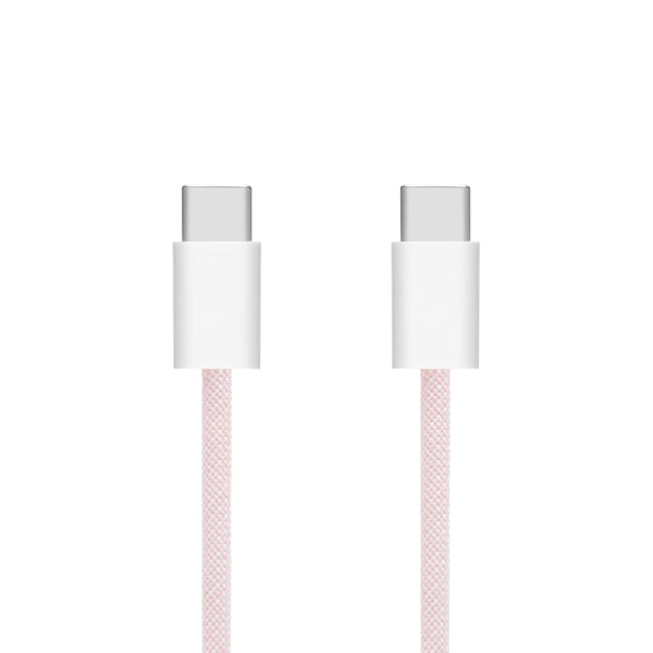 Linocell Flätad USB-C- till USB-C-kabel 60W Rosa 2 m