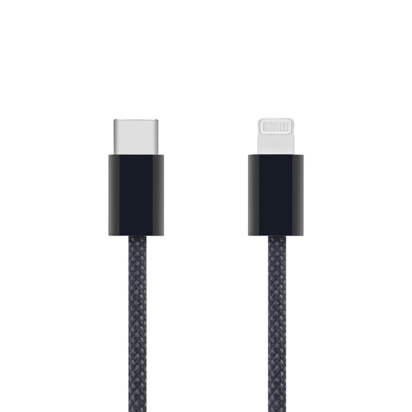 Linocell Flätad USB-C- till Lightning-kabel Svart 0,5 m