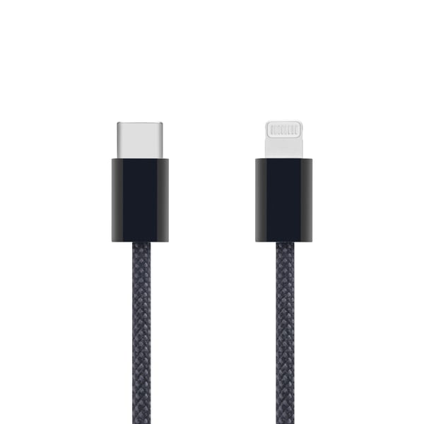 Linocell Flätad USB-C- till Lightning-kabel Svart 1 m