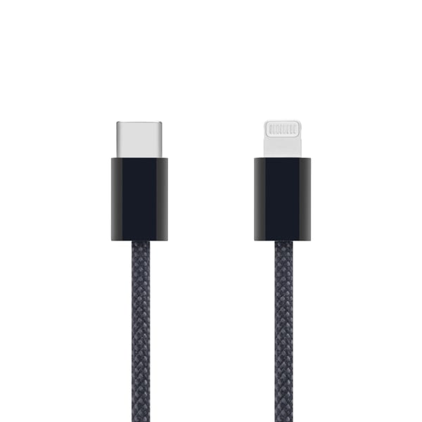 Linocell Flätad USB-C- till Lightning-kabel Svart 1 m