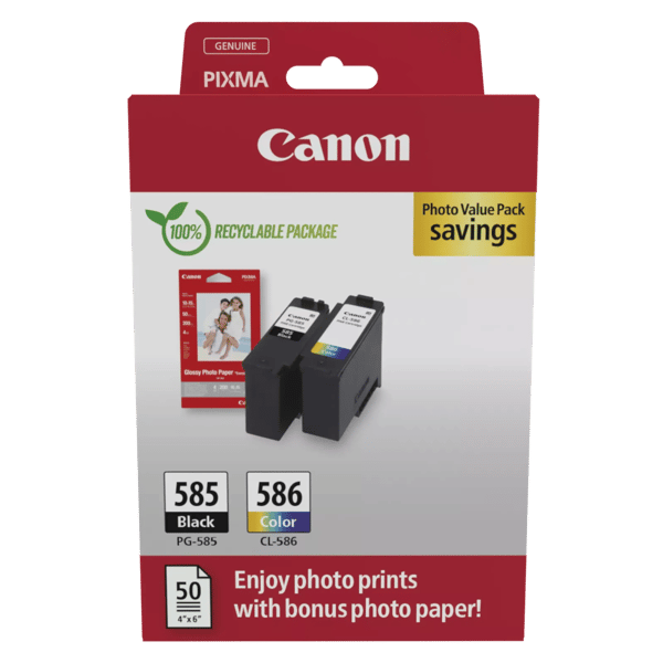 Canon PG-585/CL-586 värdepaket med bläckpatroner och fotopapper