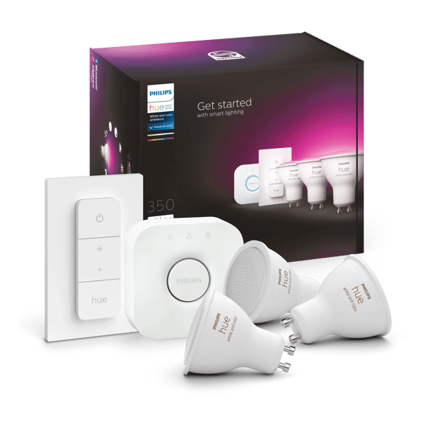 Hue Startpaket: 3x White & Color GU10 + Dimmer + Bridge