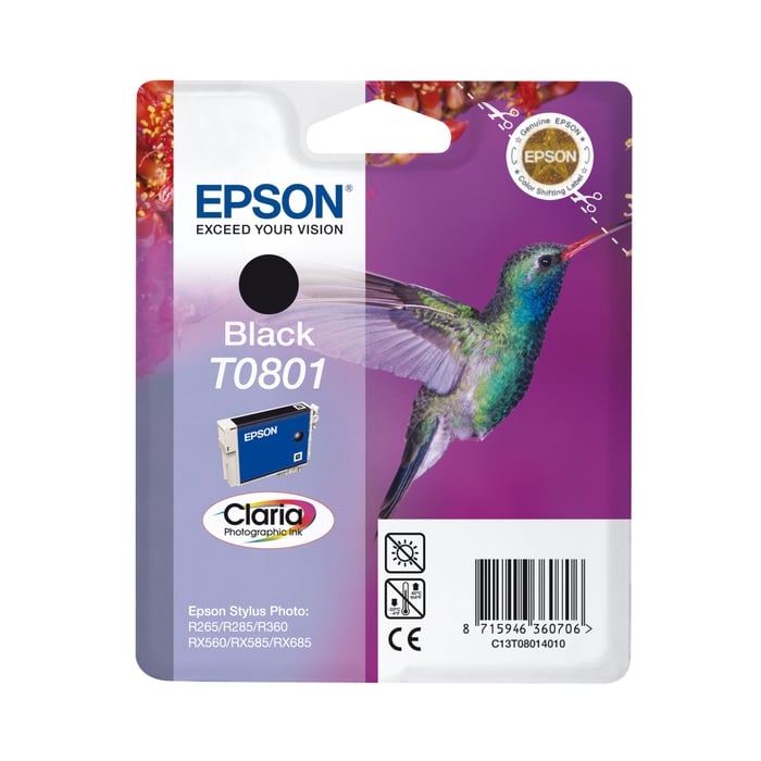Epson T0801 Bläckpatron Svart | Kontor - Skrivare & tillbehör - Bläckpatroner - Epson | GameStuff