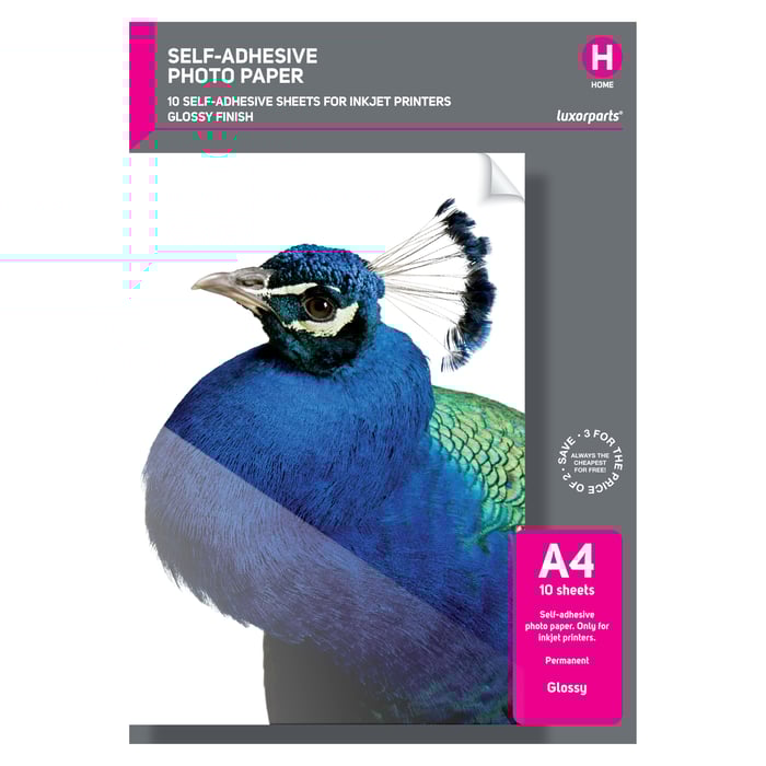 Luxorparts Självhäftande fotopapper A4 10-pack | Kontor - Skrivare & tillbehör - Papper - Etiketter | GameStuff