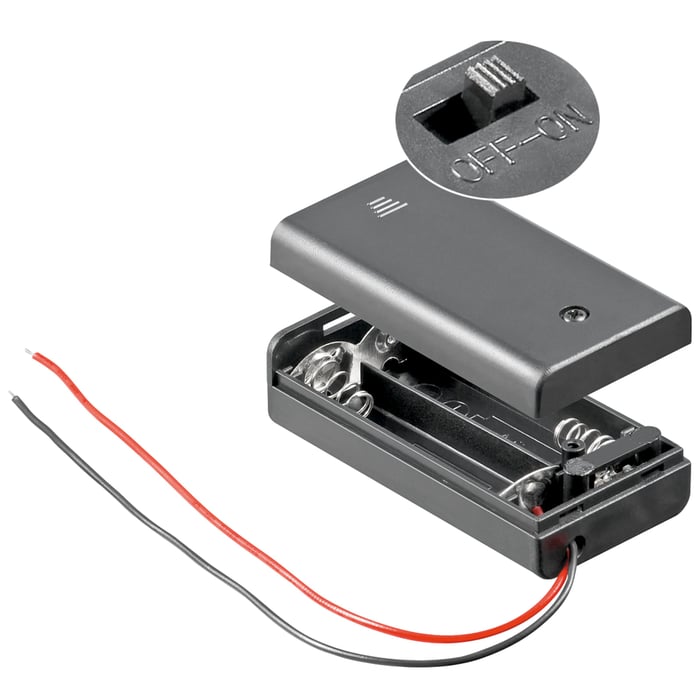 Batterihållare med switch för 2x AA