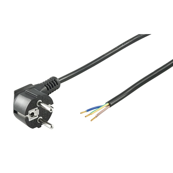 Apparatkabel med åpen ende Svart 2 m