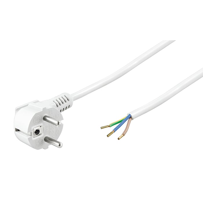 Apparatkabel med åpen ende Hvit 2 m